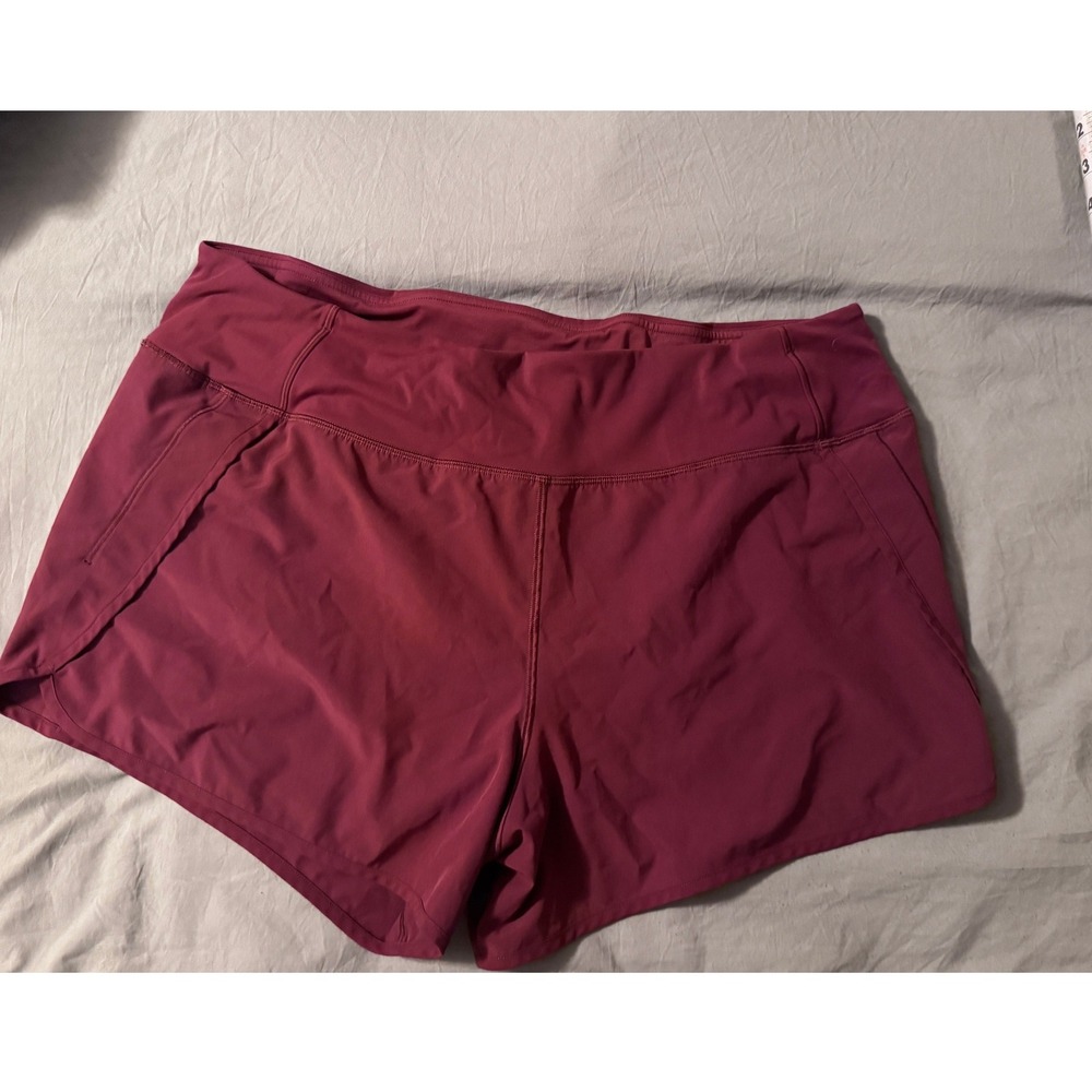 CRZ Yoga High-Rise Lined Shorts Burgundy Red Womens XL